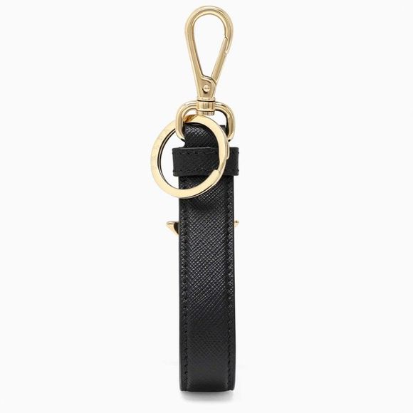 Prada Black/Gold Saffiano Leather Keychain Women - Picture 2 of 3